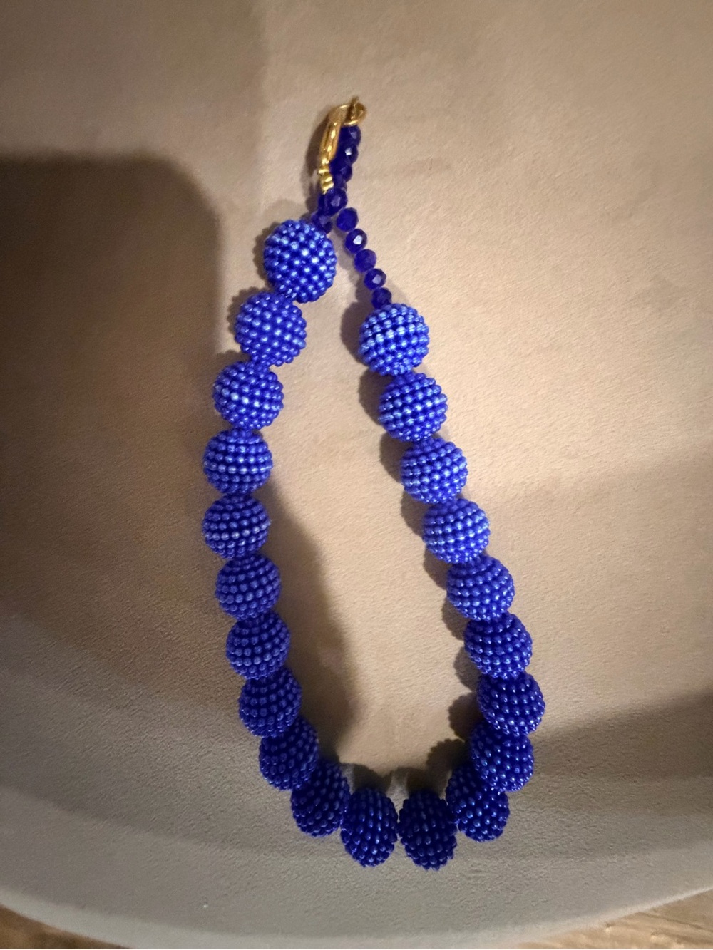Handmade Royal Blue Beaded Statement Necklace vintage